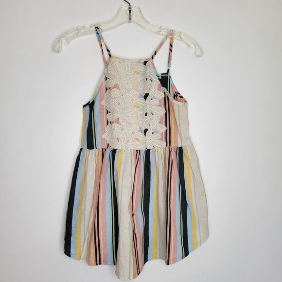 Taylor & Sage Linen Tank Striped Battenberg Lace High Neck Women Small - Picture 9 of 12